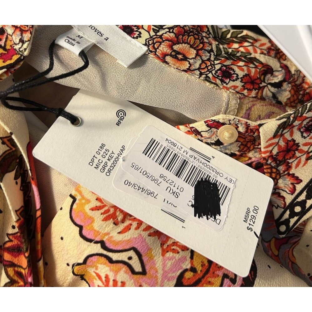 A Loves A Midi Dress M NWT Floral Boho Tiered Oversized Collared Button Front - Picture 15 of 15